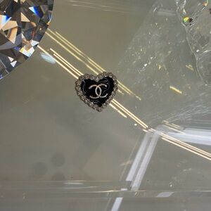 CC Black Heart Pendant with Silver Accents